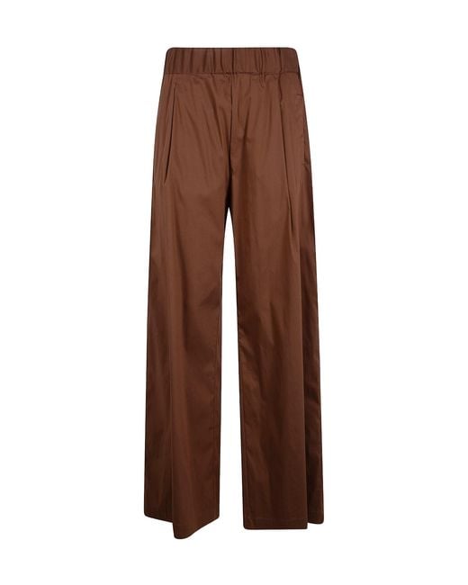 Semicouture Brown Casual Pants With Elastic Waist