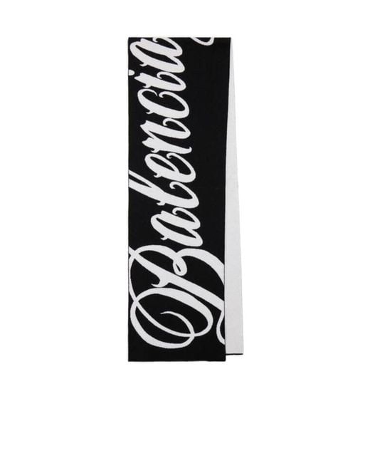 Balenciaga Black Big B Knitted Scarf for men