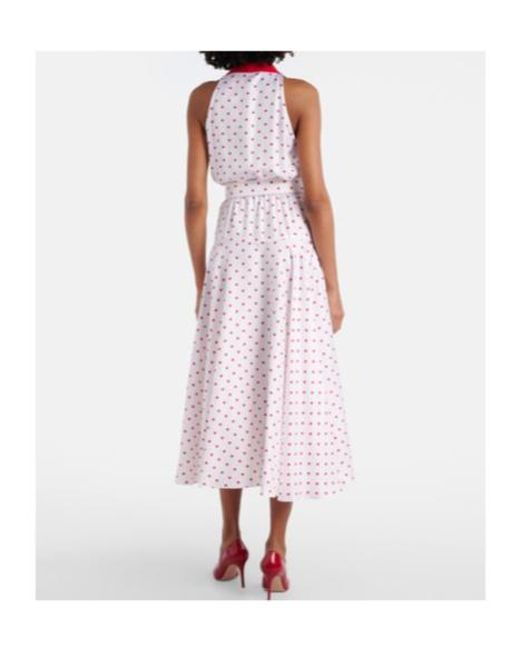Rodarte White Polka-Dot Belted Silk Twill Midi Dress
