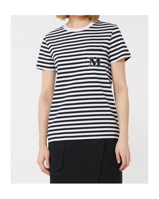 Max Mara Black Oboli Logo Embroidered Crewneck T-Shirt