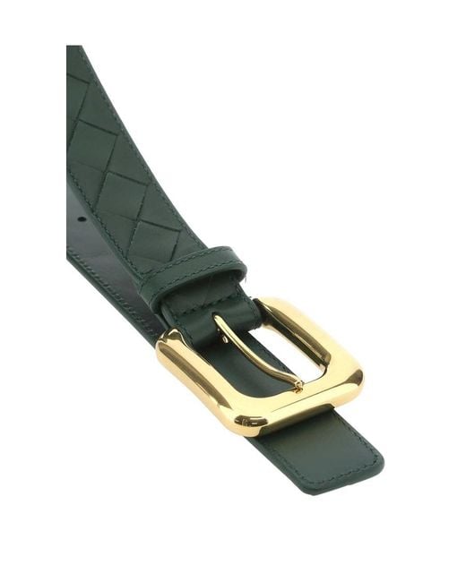 Bottega Veneta Green Woven Buckle Belt