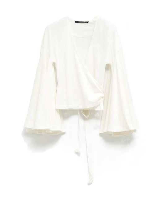 Jacquemus White Long-Sleeved Tie Blouse