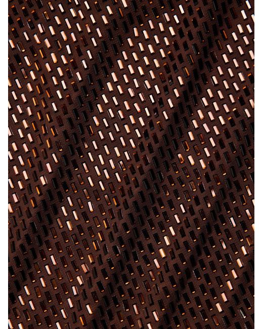 Self-Portrait Brown Sequined Cowl-Neck Dress