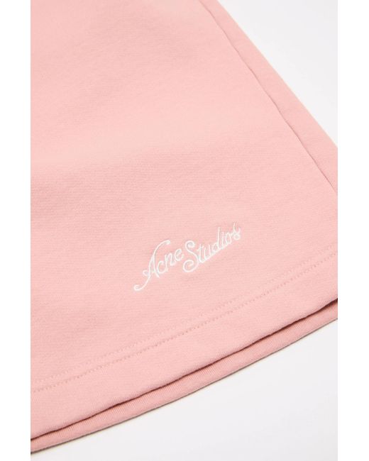 Acne Pink Fleece Shorts With Logo for men