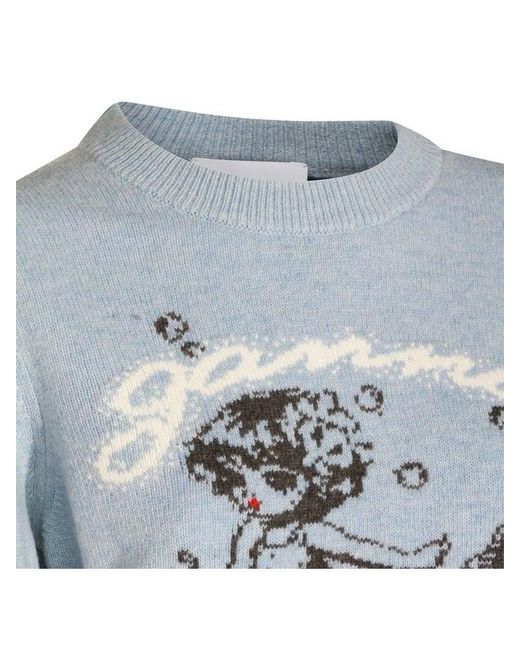 Ganni Blue Long Sleeve Sweater