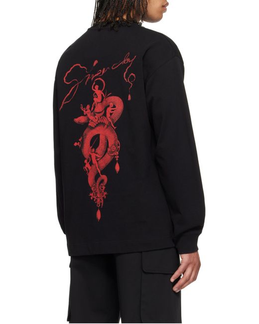 Givenchy Black Logo Printed Long-Sleeved T-Shirt for men