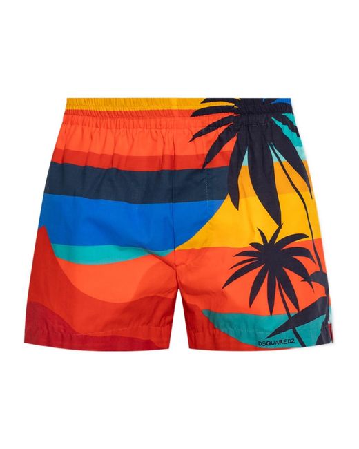 DSquared² Orange Summer Lovers Sunset Shorts for men