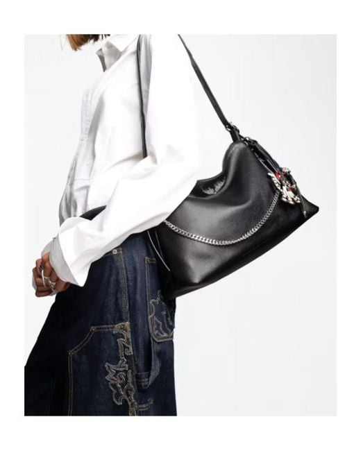 Zadig & Voltaire Black Jim Wings Chain Shoulder Bag