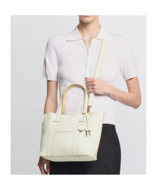 Hogan White Logo Embossed Top Handle Bag