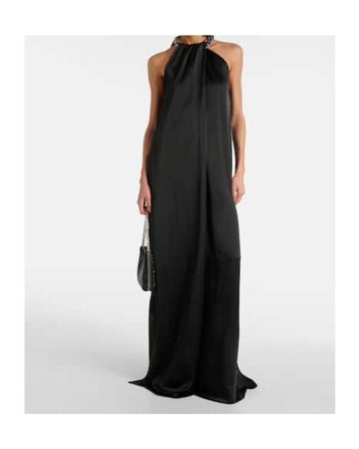 Stella McCartney Black Embroidered Halterneck Gown