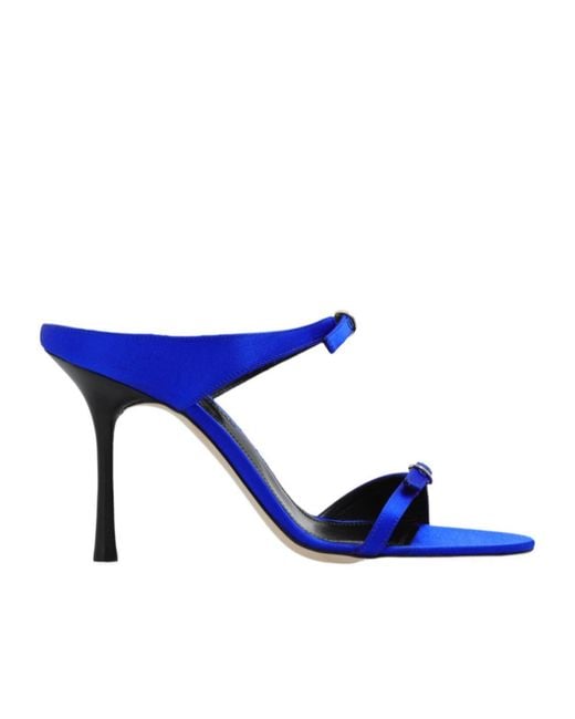 Victoria Beckham Blue Double-Strap Satin Mules