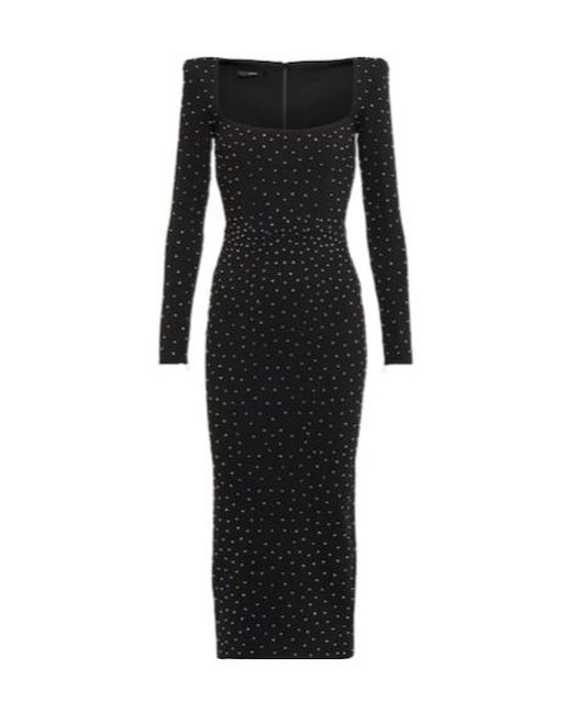 Alex Perry Black Tiernan Embellished Crêpe Midi Dress