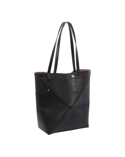 Loewe Black Bags Panta Medium Puzzle Fold Tote Bag