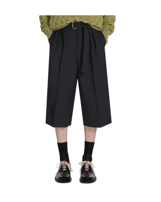 Dries Van Noten Black Belted Shorts for men