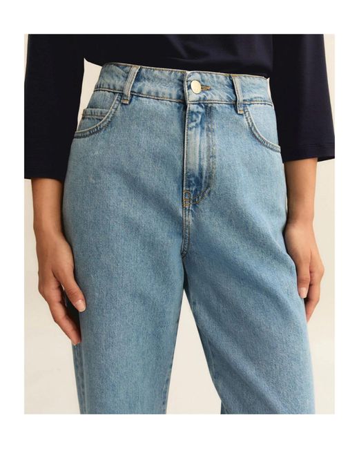 Marella Blue Mom-Fit Denim 5-Pocket Trousers