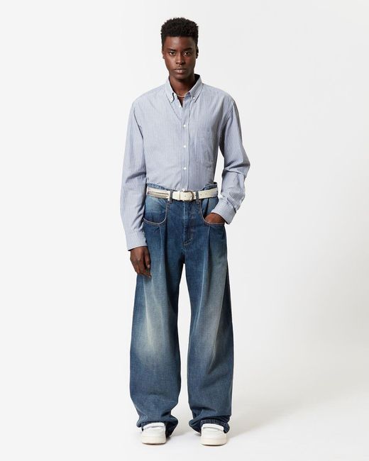 Isabel Marant Blue Striped Button-Up Shirt for men