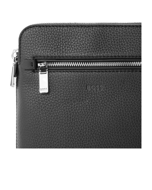 Boss Black Pebbledleather Vertical Pouch for men