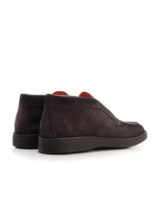 Santoni Brown Desert Round-Toe Slip-On Boots for men