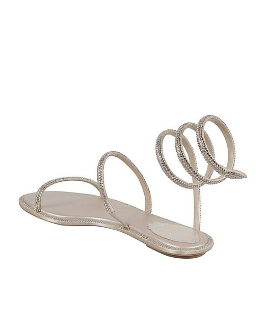 Rene Caovilla Metallic Satin Sandals