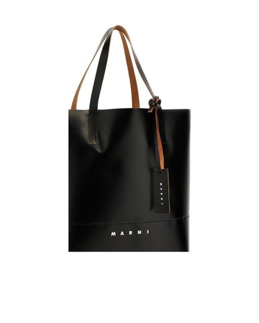 Marni Black Tribeca Logo Printed Tote Bag for men
