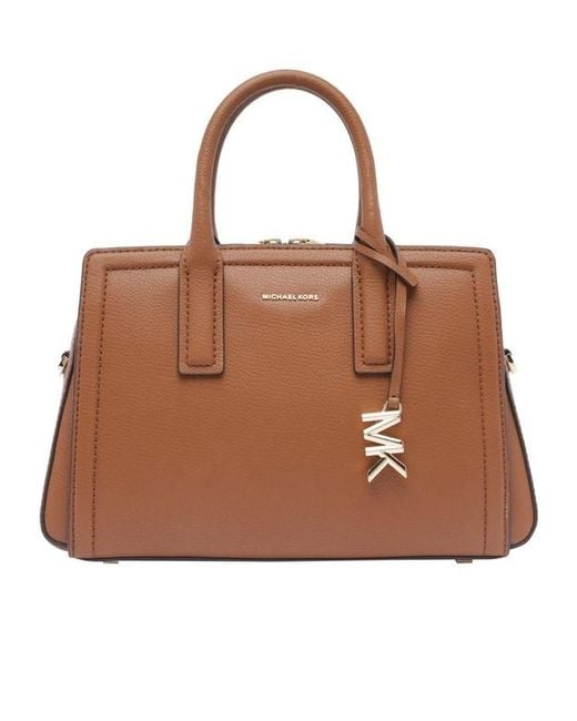Michael Kors Brown Michael Laila Small Pebbled Satchel Bag
