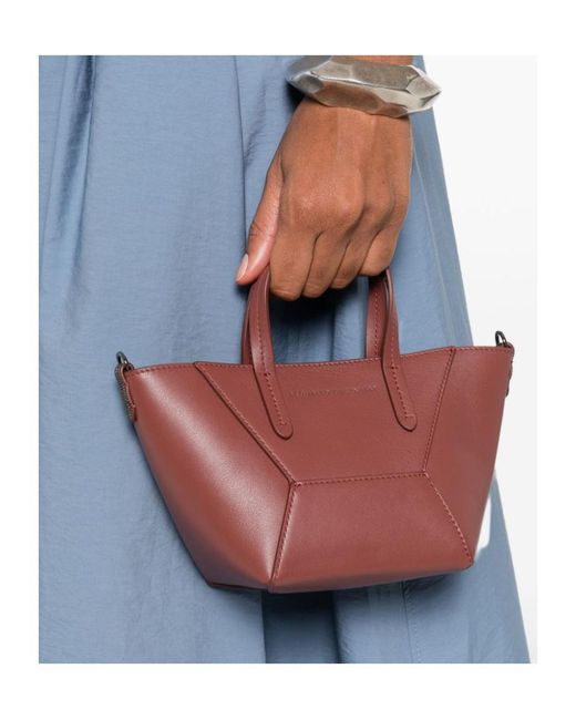 Brunello Cucinelli Red Micro Top Handle Tote Bag