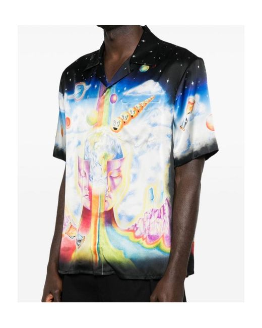Casablanca Blue Essential Print Short-Sleeve Shirt for men