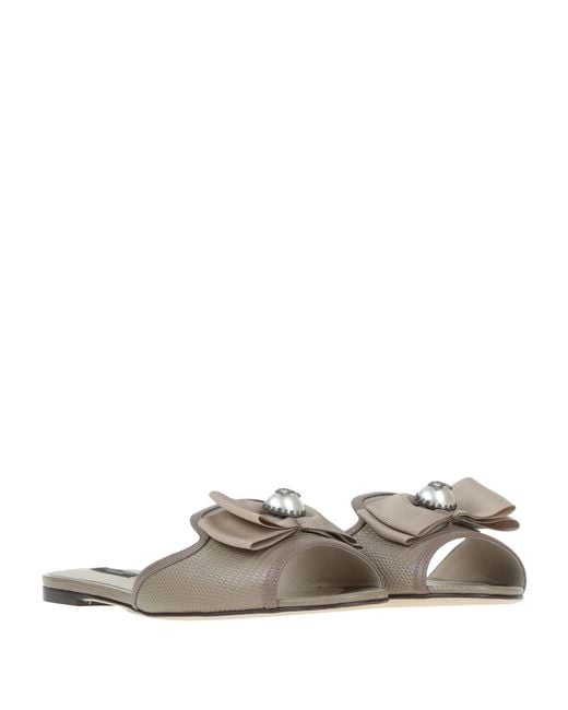 Dolce & Gabbana White Two-Tone Leather Slippers