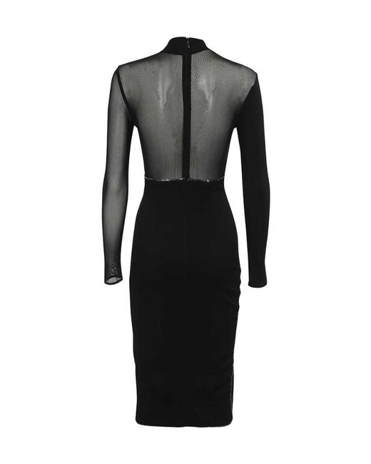 John Richmond Black Sheer Panel Embellished Dress