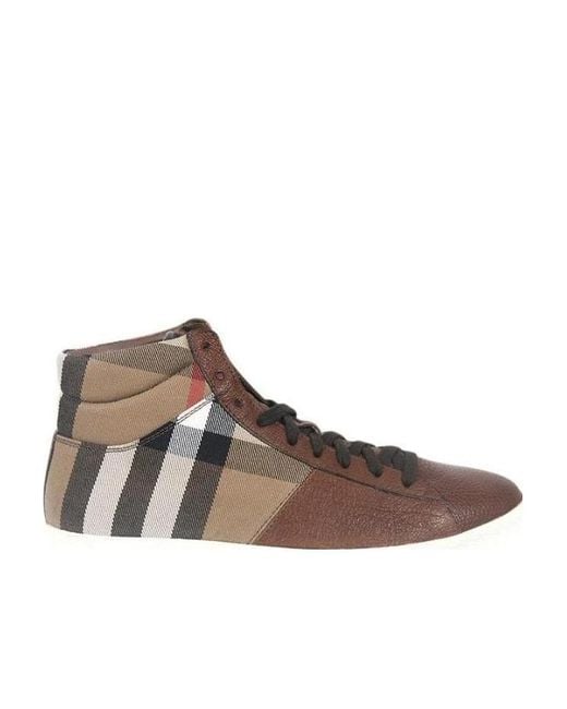 Burberry Brown Check High-Top Skate Shoes for men