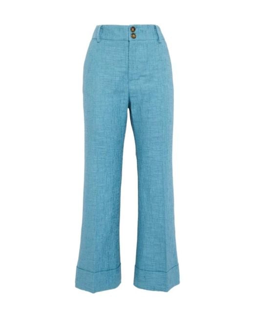 LaDoubleJ Blue Textured Turn-Up Trousers