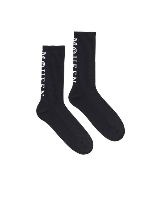 McQueen Blue Logo Intarsia-Knit Socks for men