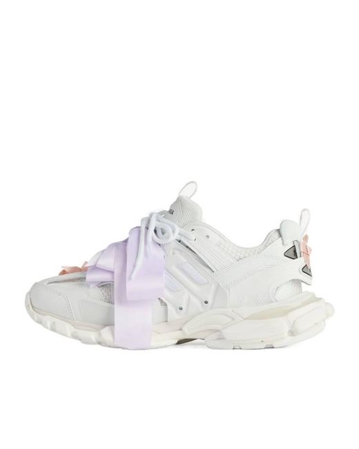 Balenciaga White Track Bow Lace-Up Sneakers