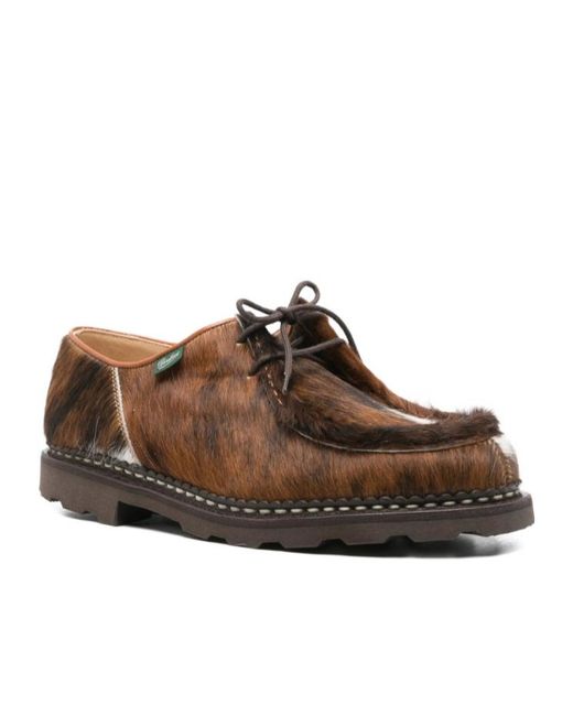 Paraboot Brown Calf-Hair Derby Shoes for men