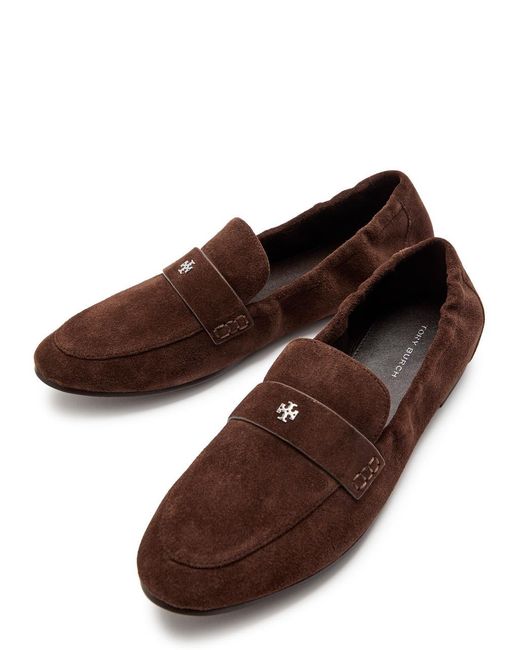 Tory Burch Brown Logo Detail Loafers