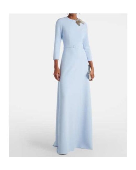 Safiyaa Blue Embellished Crêpe Gown