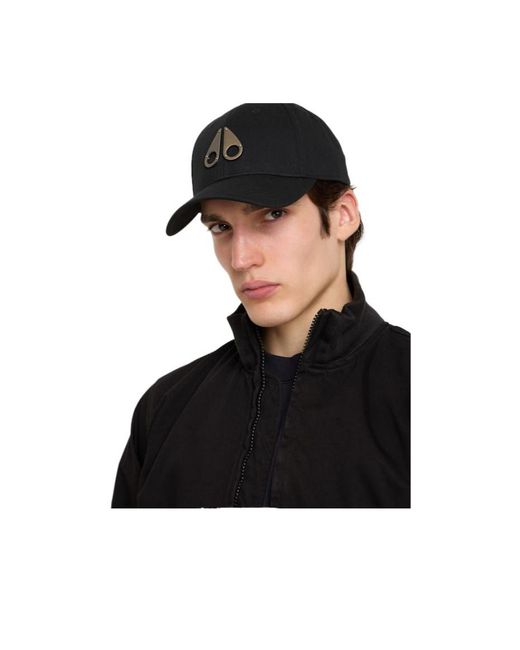 Moose Knuckles Black Logo Cotton Baseball Cap for men