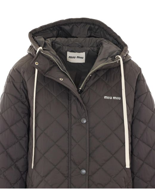 Miu Miu Gray Hooded Down Jacket