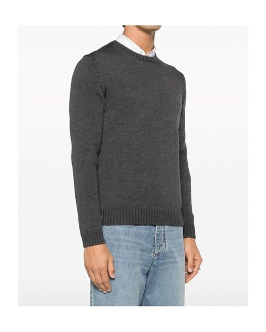 Zanone Gray Ribbed Virgin Wool Jumper for men
