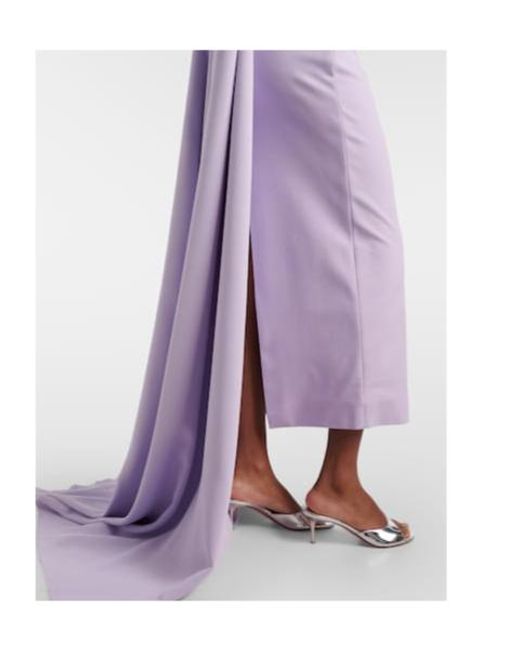 Solace London Purple Martine Scarf-Detail Cocktail Dress