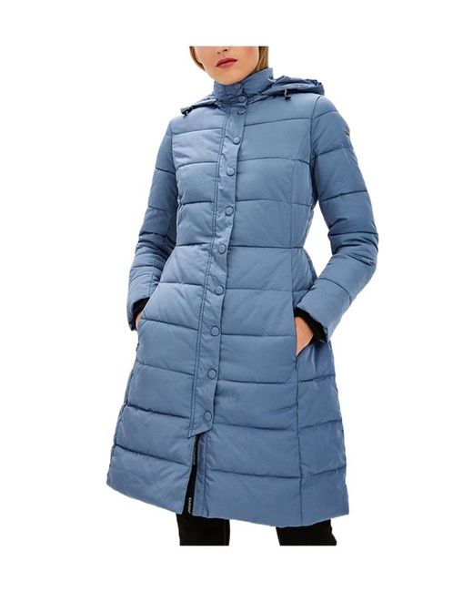 Emporio Armani Blue A Cotton-Padded Suit With A Hooded Jacket