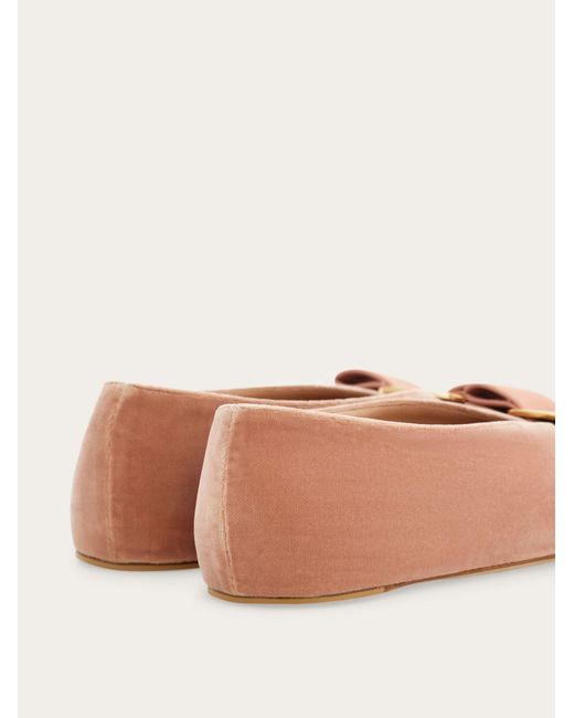 Ferragamo Brown Bow Detailed Slip-On Ballerina Shoes