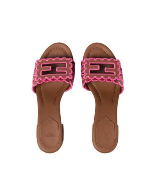 Fendi Pink Scalloped Sandals