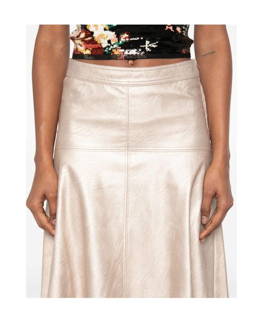 Forte_forte Natural Metallic-Effect Panelled Midi Skirt