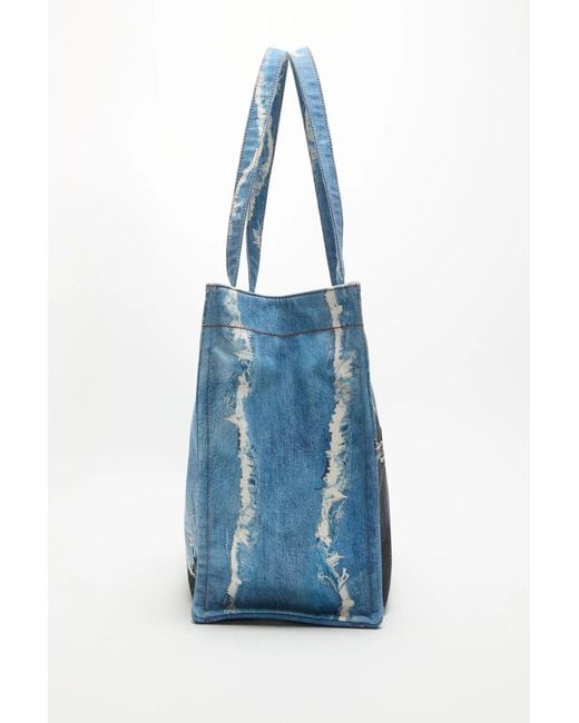 Acne Blue Denim Print Tote Bag