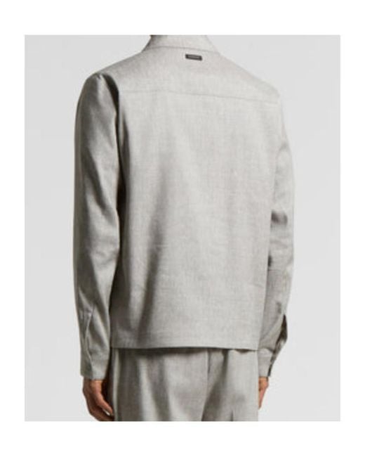 Peserico Gray Long Sleeve Zip-Up Shirt Jacket for men