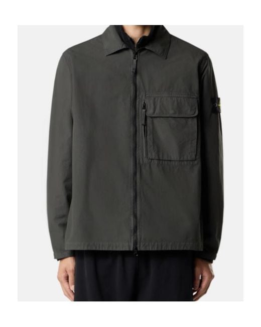Stone Island Gray Compass-Badge Zip-Up Jacket for men