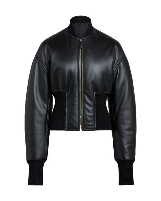 Alaïa Black Leather Bomber Jacket