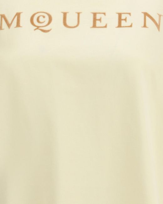 McQueen Natural Logo Printed Crewneck T-Shirt