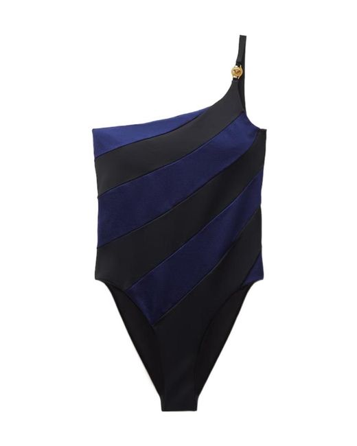 Versace Blue One-Shoulder Swimsuit
